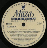 String Orchestra conducted by Leszek Bogdanovicz CAPTAIN SINGLETON MELODIES 1980 LP Muza SX 1935