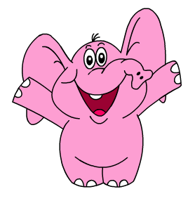 хороших друзей не забывают! Розовый слоник обнимает с улыбкой.