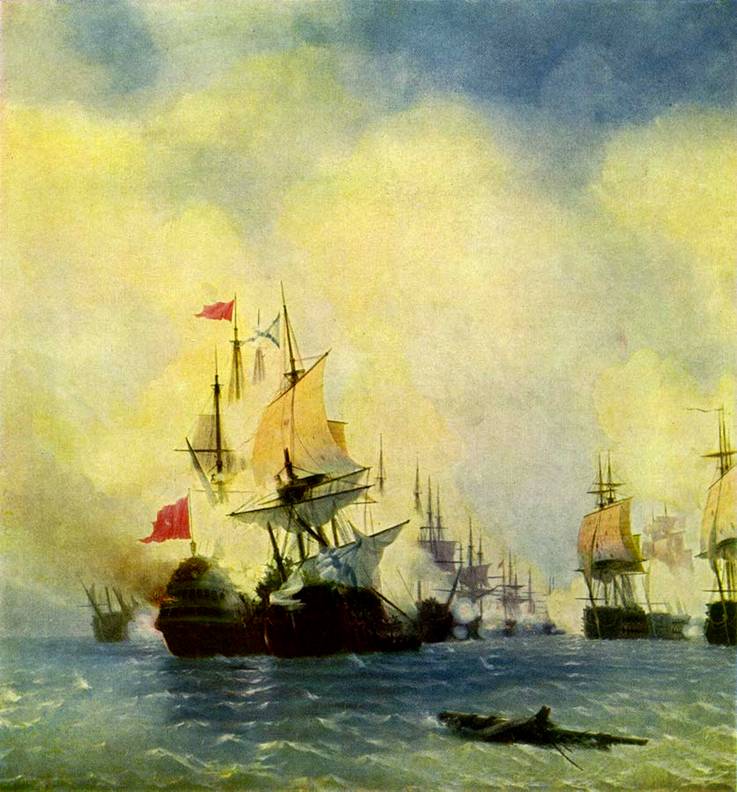 Наваринский бой, Холст, масло, 1848.