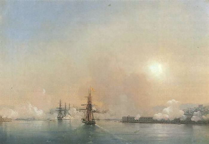 Вход в Севастопольскую бухту 1852г.холст,масло.