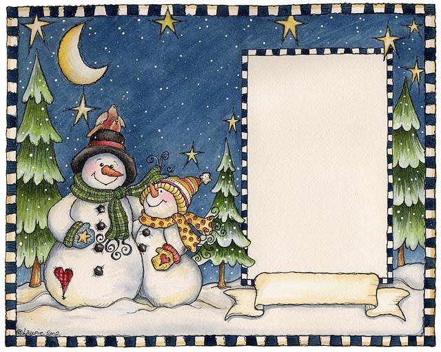 Рамочка для фото с ёлочкой и снеговиком.
