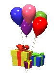 Подарок и воздушные шарики.