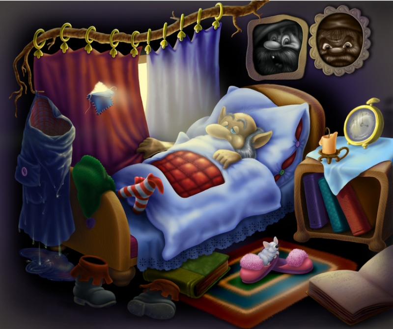 Спящие герои сказок. Сказочная кровать. Спокойной ночи сказочные. Уютных снов. Сказочная ночь.