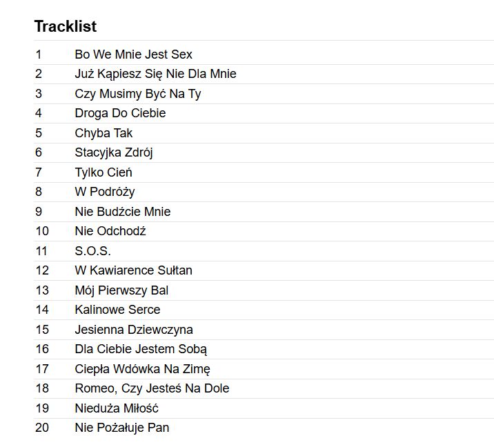 tracklist