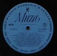 Sopot 65 LP 1965 MUZA Polskie Nagrania L 0461 Side B
