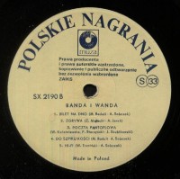 Banda &amp; Wanda 1984 LP MUZA Polskie Nagrania SX 2190 Side B