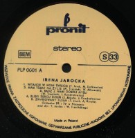 Irena Jarocka – Irena Jarocka 1981 LP Pronit PLP 0001 Side A