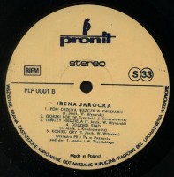 Irena Jarocka – Irena Jarocka 1981 LP Pronit PLP 0001 Side B