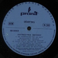 Katarzyna Bovery 1974 LP PRONIT SX 1036 Side B