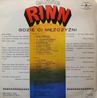 Danuta Rinn Gdzie Ci Mezczyzni 1975 LP MUZA Polskie Nagrania SX 1245 back