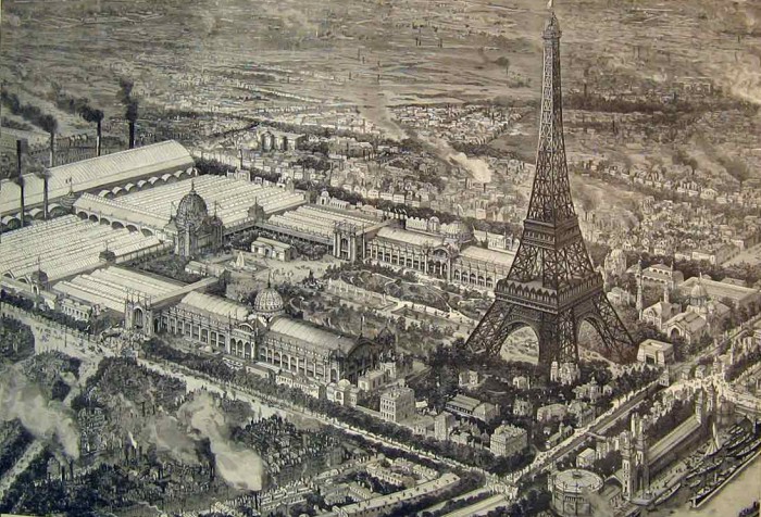Cтаринная открытка «Париж и Эйфелева башня»